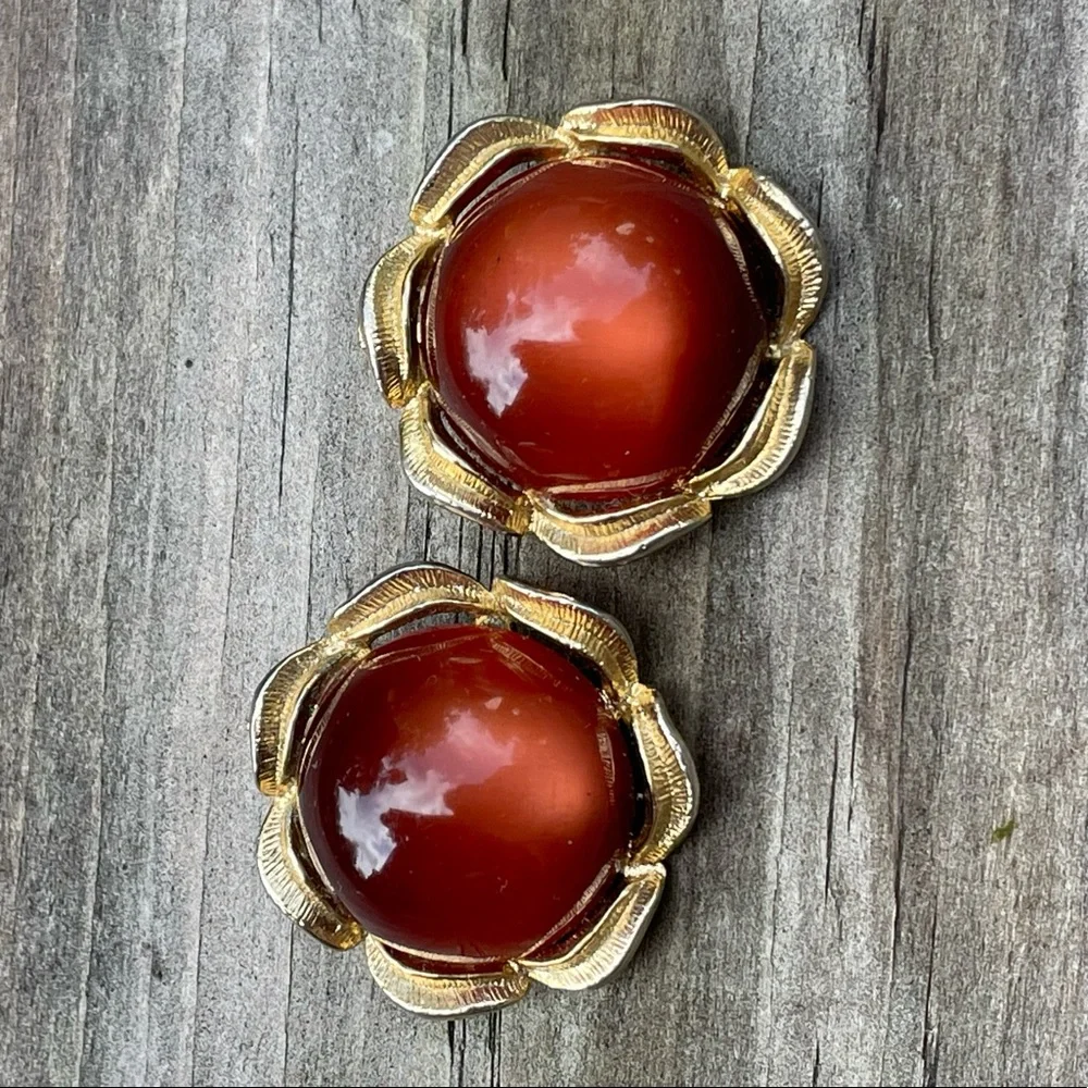 Vintage red moonglow lucite earrings